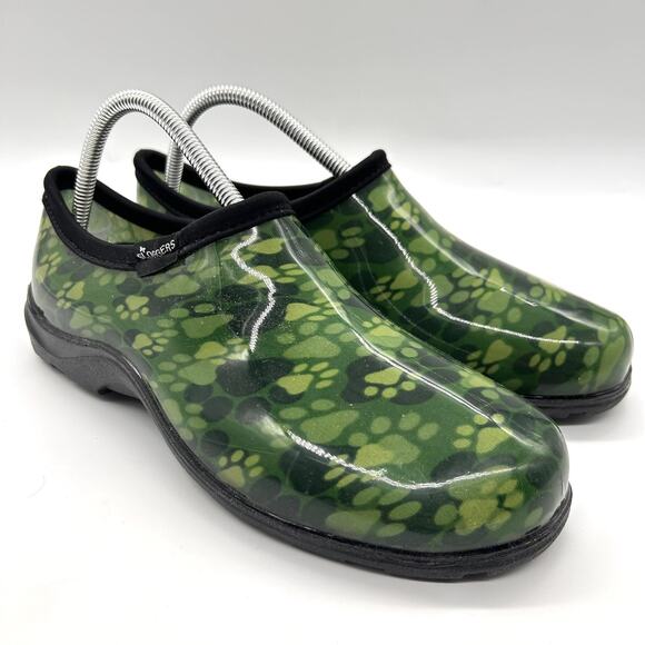 Sloggers Shoes Womens Size 10 Green Black Waterproof Garden Clogs Made in USA - Picture 4 of 10